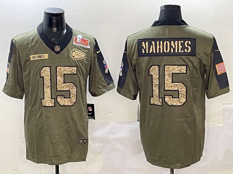 Men Kansas City Chiefs #15 Mahomes Green 2025 Nike Salute to Service Limited NFL Jersey style 10
